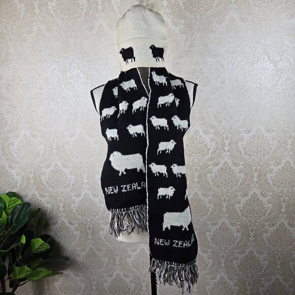 Norsewear 100% Wool New Zealand Sheep Oblong Scarf & Beanie Hat with PomPom - Picture 1 of 13